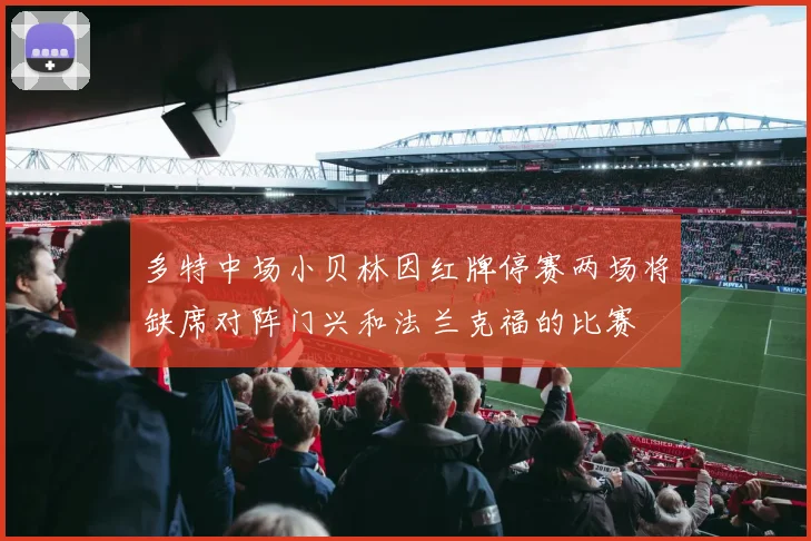多特中场小贝林因红牌停赛两场将缺席对阵门兴和法兰克福的比赛